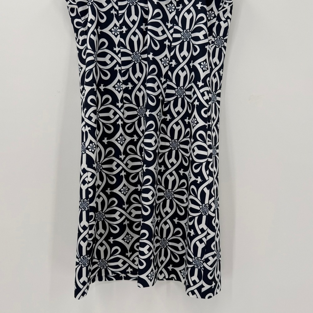 Gretchen Scott Jersey Isosceles Dress Medium Navy White Geometric Sleeveless - Picture 6 of 8
